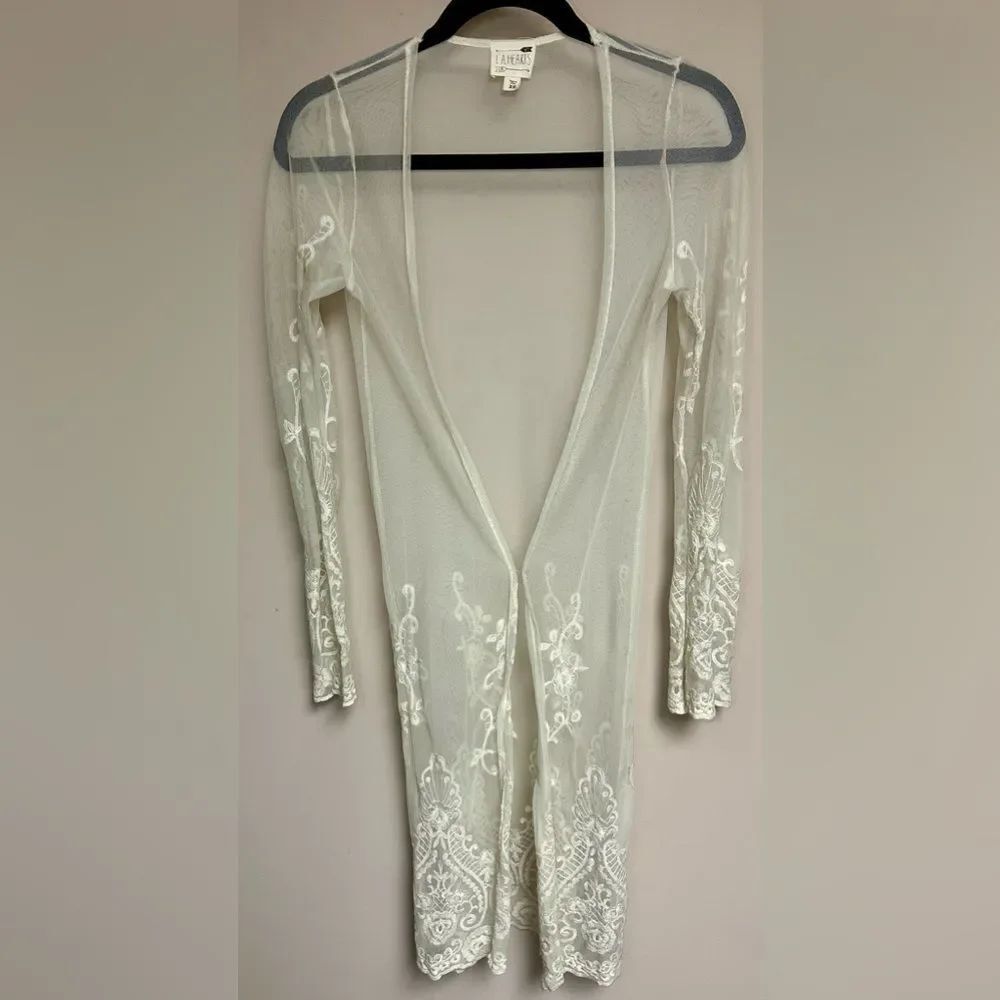La Hearts Crème Lace Robe Duster